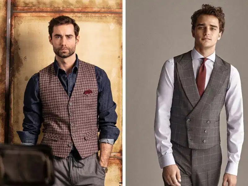 Áo vest gi lê gile cổ điển phối sơ mi và quần tây