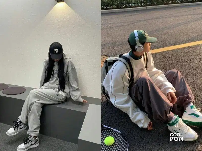 Giày sneaker thể thao hoàn thiện tổng thể trang phục