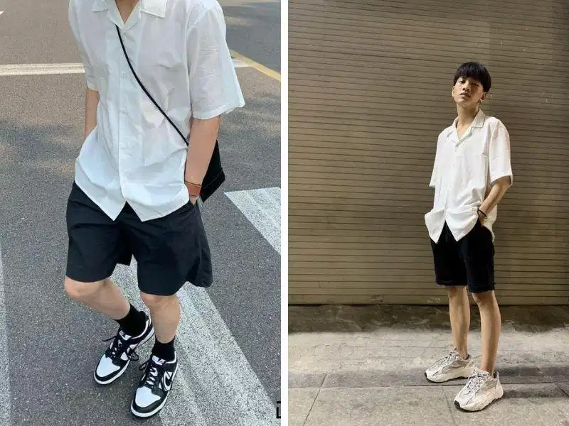 Phối đồ với áo sơ mi tay ngắn nam và giày thể thao Phối đồ với áo sơ mi tay ngắn nam và giày thể thao