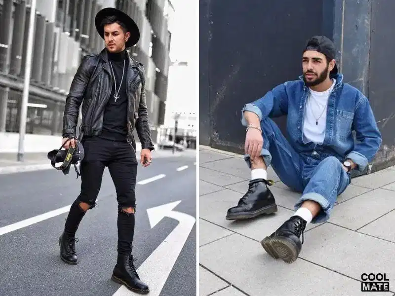 Denim jacket và Dr Martens Áo khoác denim layering cùng bốt Dr Martens