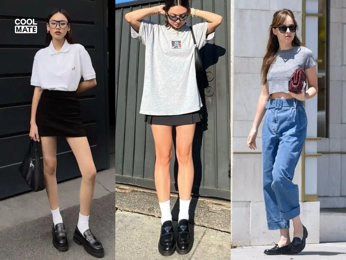 Phối giày lười nữ theo phong cách đơn giản Phối giày lười nữ theo phong cách đơn giản