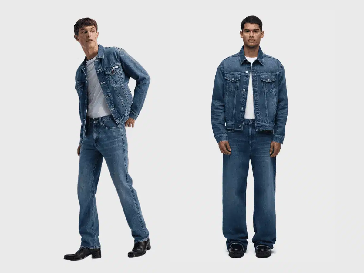Double denim với quần jean ống đứng Phối áo khoác denim với quần jean ống đứng nam