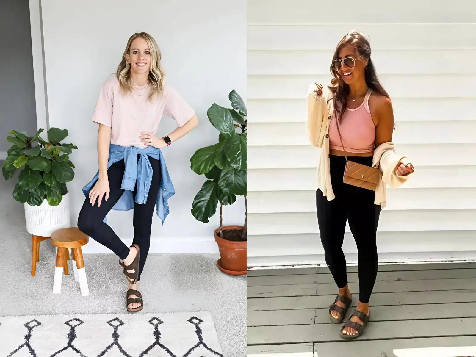 Phối quần legging với sandals đơn giản và thoải mái