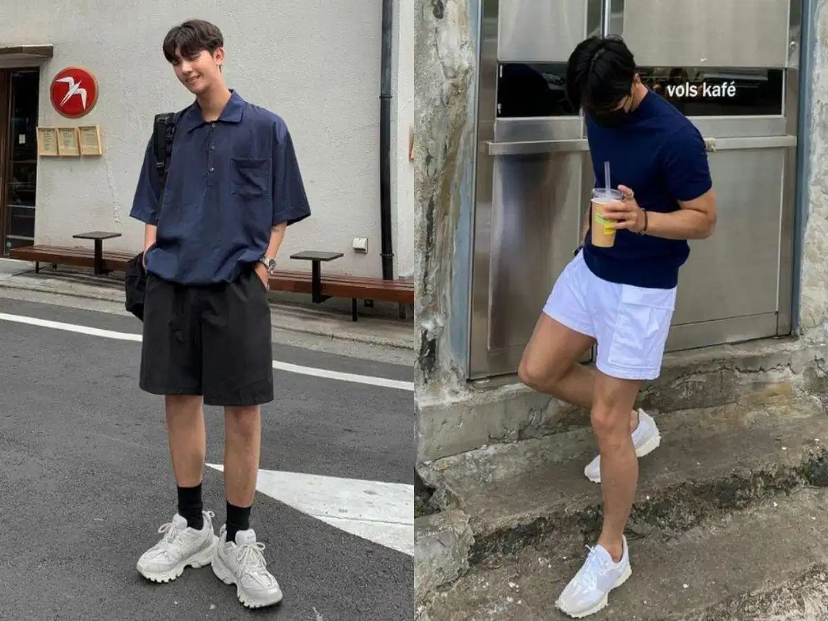 Áo polo và quần short nam Phối áo polo thanh lịch cùng quần short cho nam dáng mảnh