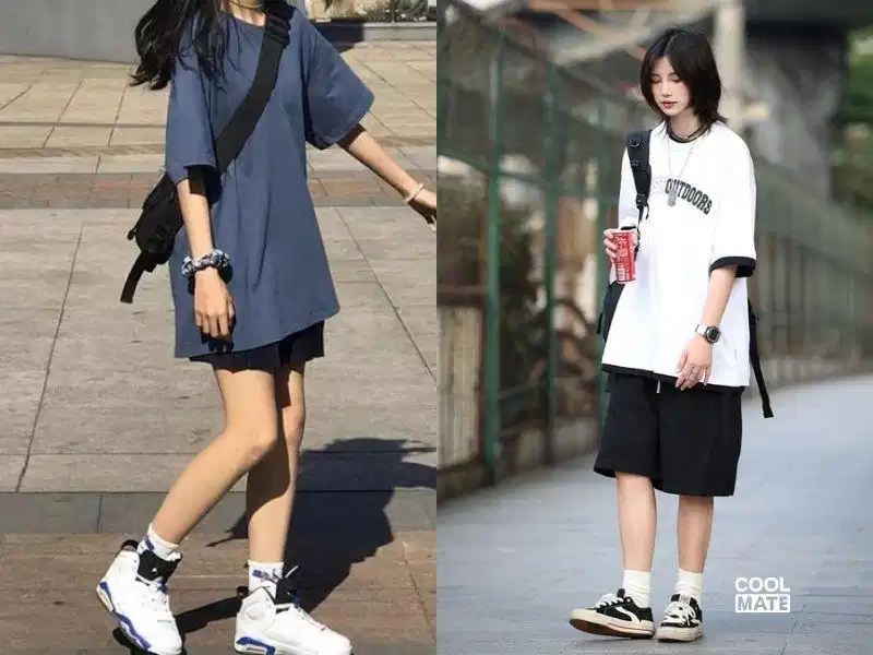 Áo phông cộc tay phối cùng quần thể thao ngắn