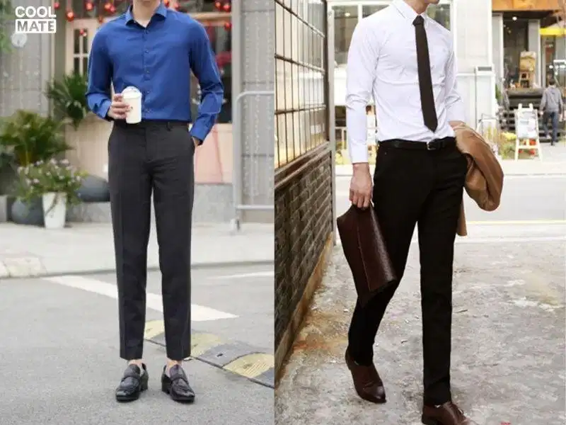 Phối sơ mi với quần tây lịch lãm
