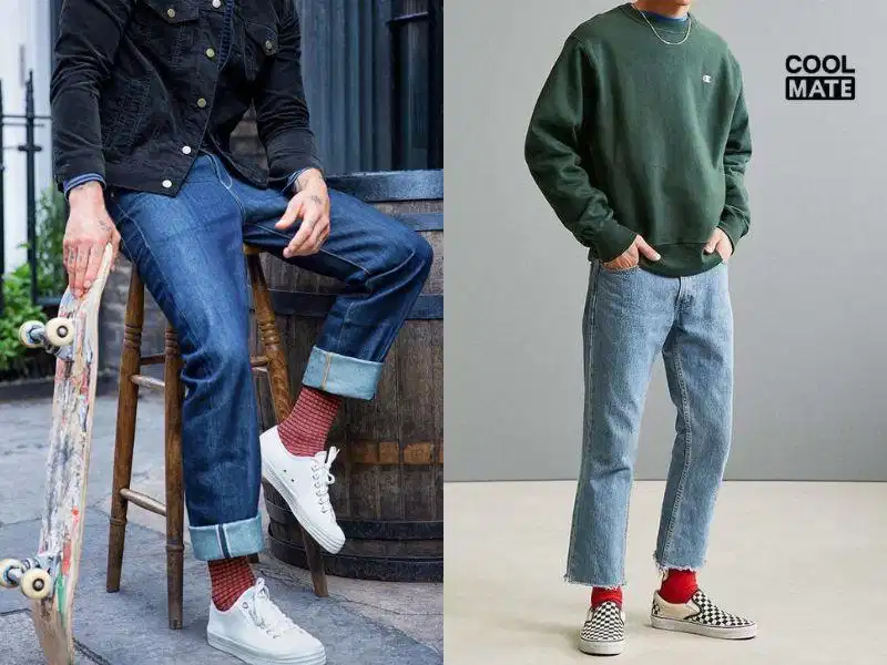 Phối tất nam với quần jean cá tính Phối tất nam với quần jean cá tính