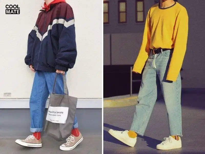 Phối tất với quần jeans phong cách đường phố Phối tất với quần jeans phong cách đường phố