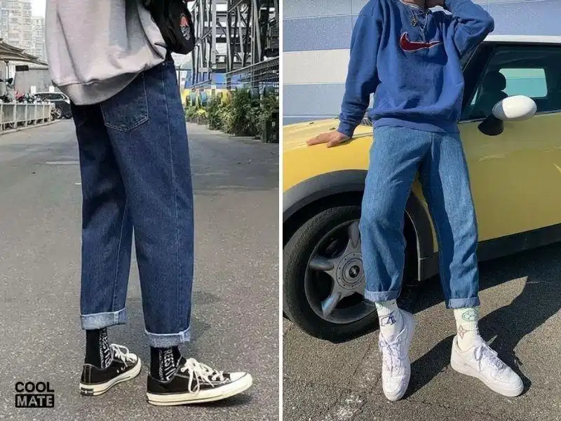 Phối tất với quần jeans phong cách thể thao Phối tất với quần jeans phong cách thể thao
