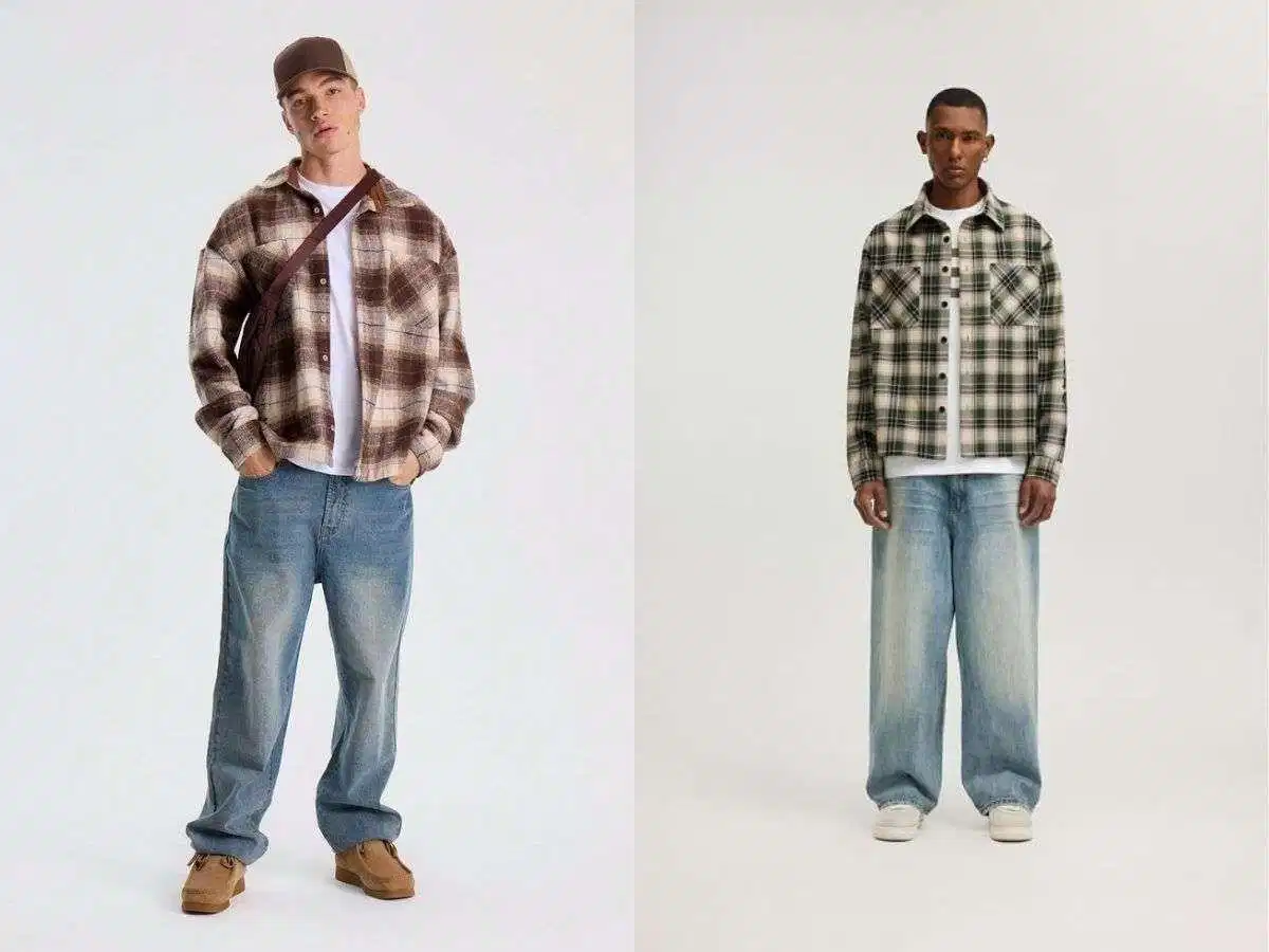 Phối áo flannel nam đi bar Áo sơ mi flannel kẻ ca-rô khoác ngoài áo thun basic và quần jean nam