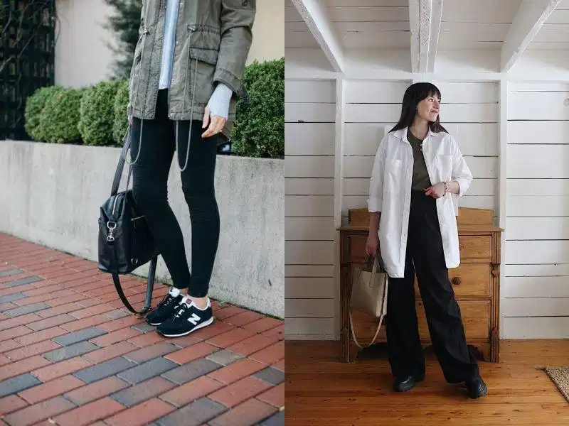 Phong cách công sở với blazer và giày sneaker đen nữ