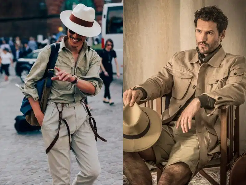 Chi tiết thiết kế phong cách Safari Chi tiết túi hộp và đai thắt lưng tạo nên nhận diện riêng của áo khoác Safari