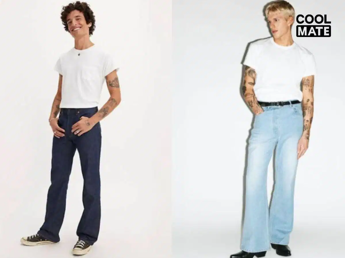 Quần jean bootcut phối với áo thun oversize Quần jean bootcut phối với áo thun oversize