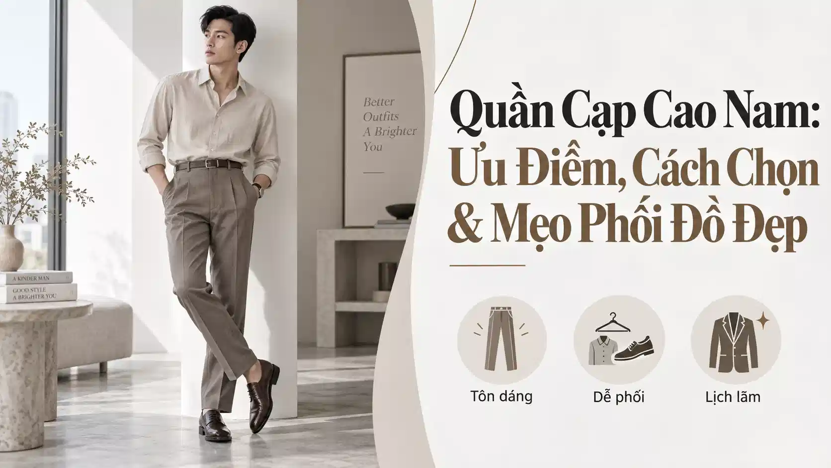 Quần Cạp Cao Nam: Ưu Điểm, Cách Chọn & Mẹo Phối Đồ Đẹp