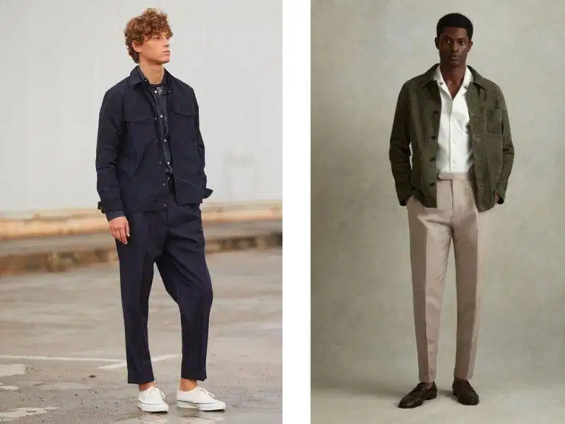 Layering cùng áo khoác và quần cropped pants Quần cropped pants nam phối cùng các kiểu áo khoác ngoài