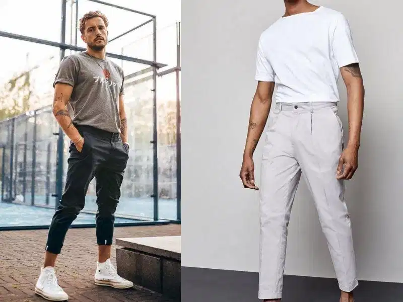 Phối quần cropped pants nam cùng áo phông Quần cropped pants nam phối cùng áo phông năng động