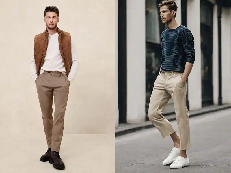 Quần cropped pants phối áo sweater Quần cropped pants nam phối cùng áo sweater dệt kim