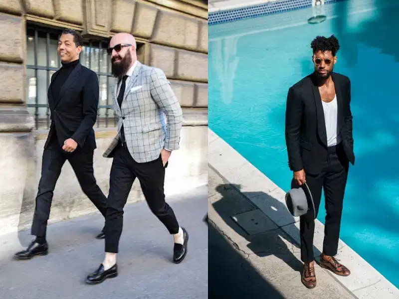 Quần cropped pants kết hợp cùng blazer Quần cropped pants nam phối cùng áo vest và blazer