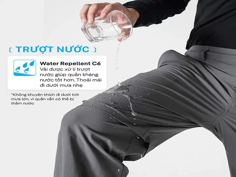 Quần dài nam UT Pants vải Polyamide Taslan hoàn thiện bề mặt trượt nước