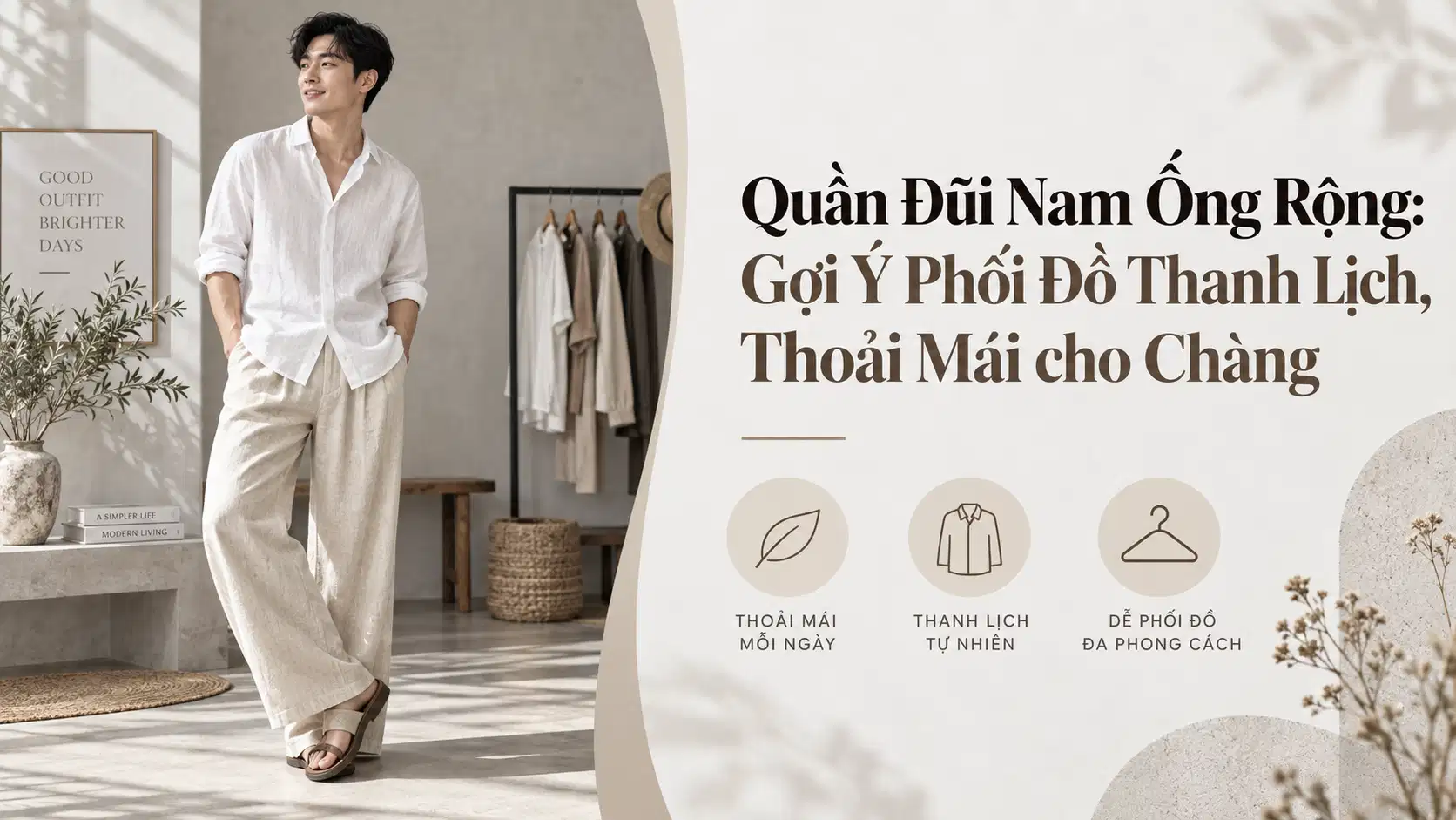 Quần Đũi Nam Ống Rộng: Gợi Ý Phối Đồ Thanh Lịch, Thoải Mái cho Chàng