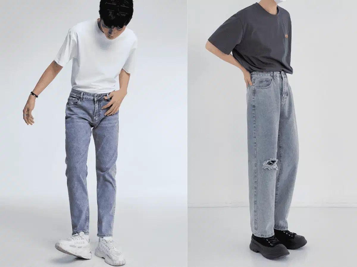 Quần jean cạp cao nhẹ phối đồ nam Quần jean cạp cao nhẹ phối đồ nam