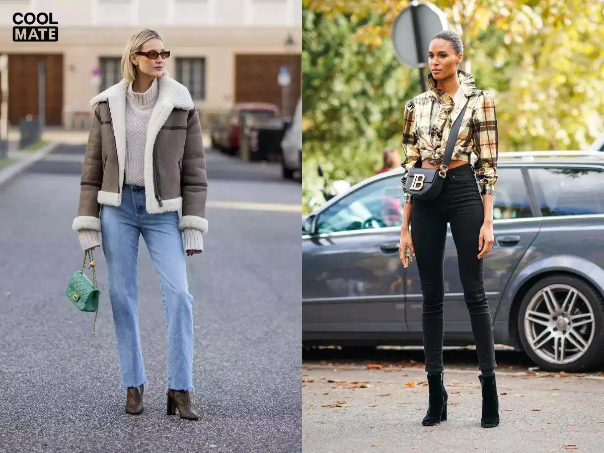 Quần skinny jean nữ phối ankle boots