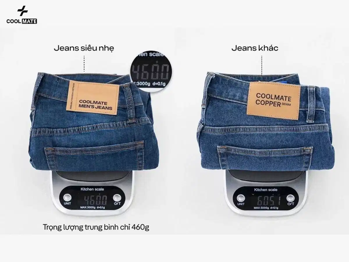 Quần jean nam siêu nhẹ có trọng lượng vải thấp hơn nhiều loại denim dày Quần jean nam siêu nhẹ có trọng lượng vải thấp hơn nhiều loại denim dày
