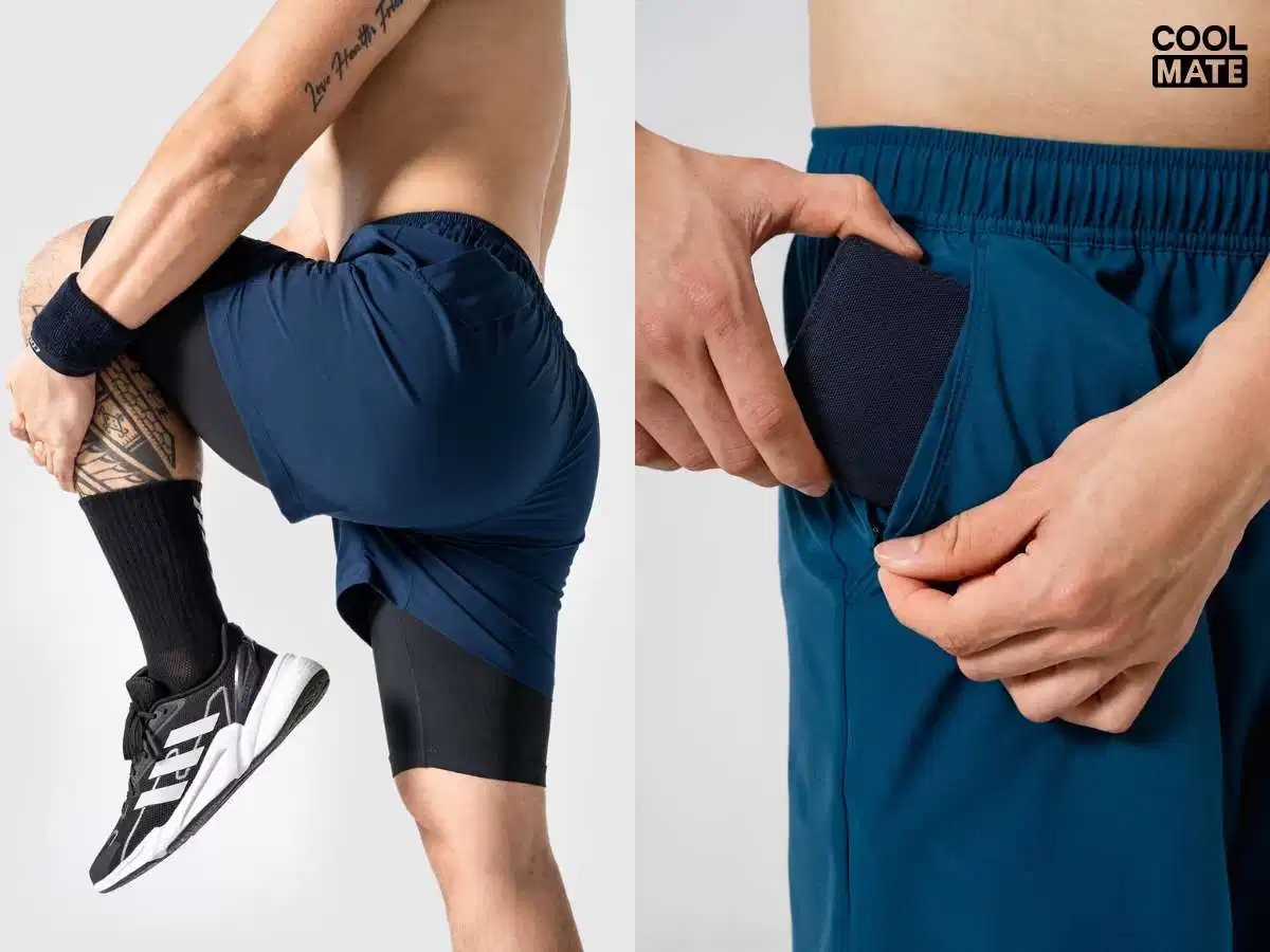 Quần short 2 lớp và các chi tiết khóa kéo tiện ích Quần short 2 lớp và các chi tiết khóa kéo tiện ích
