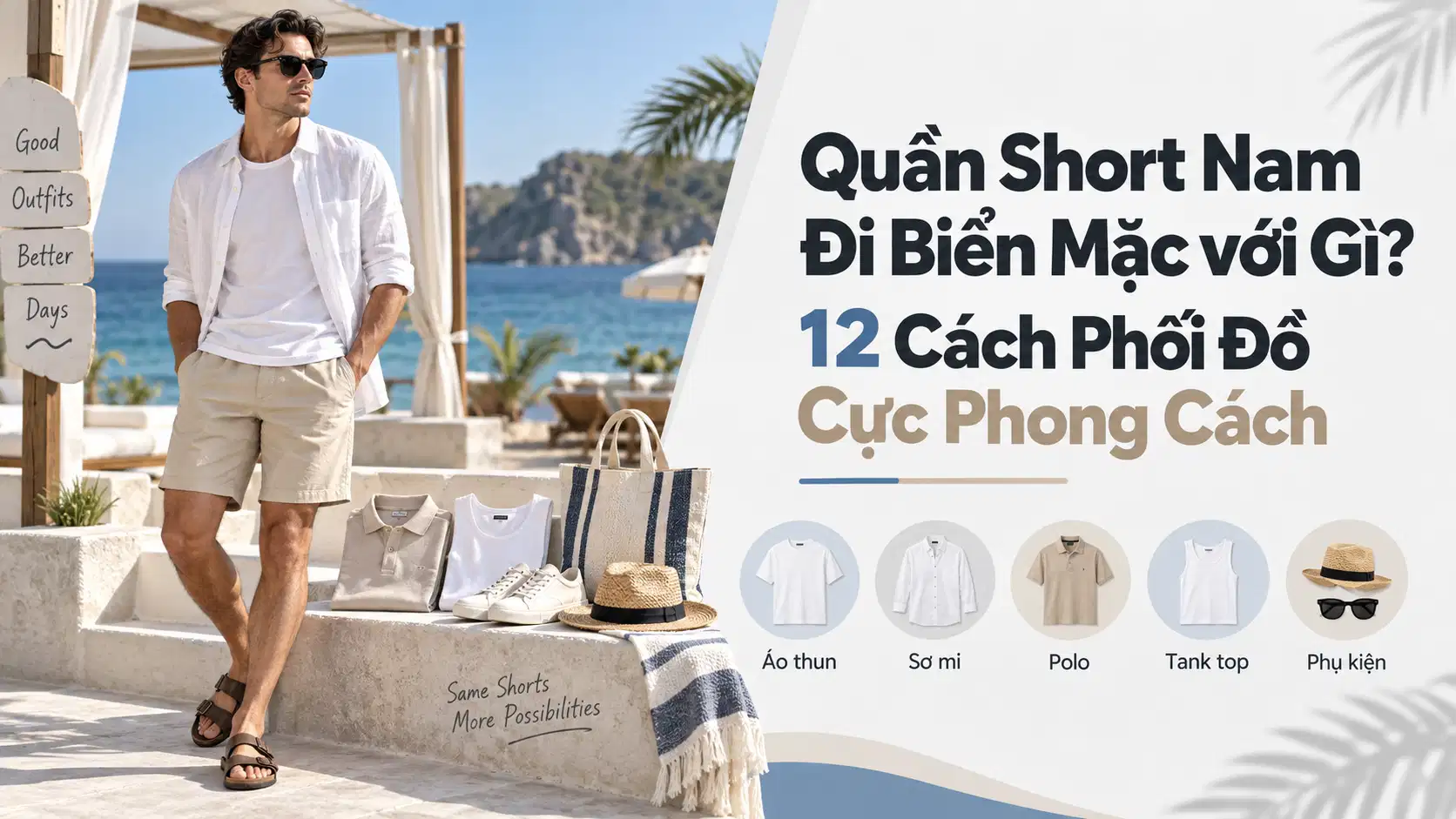 Quần Short Nam Đi Biển Mặc với Gì? 12 Cách Phối Đồ Cực Phong Cách