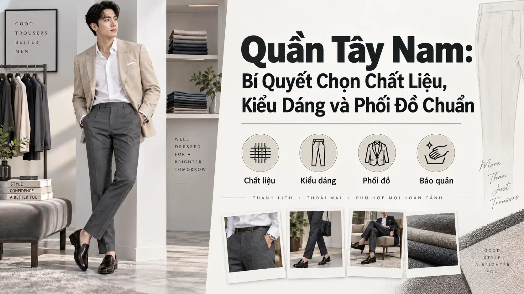 Quần Tây Nam: Bí Quyết Chọn Chất Liệu, Kiểu Dáng và Phối Đồ Chuẩn