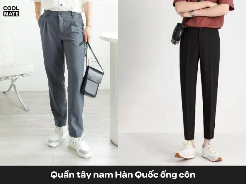 Quần tây nam ống côn Dáng quần tây ống côn thu hẹp dần về phía cổ chân