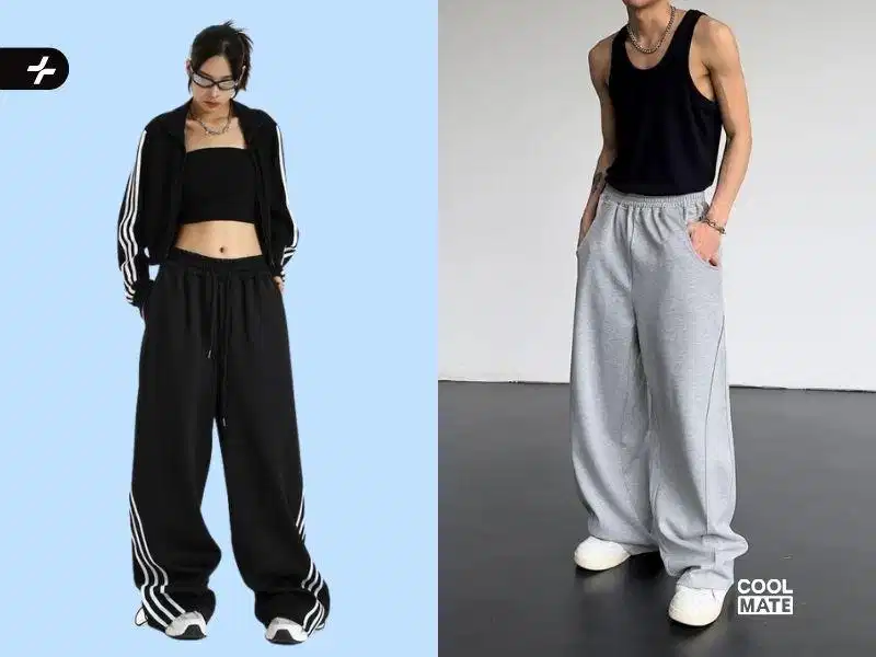 Quần track pants thể thao phối sọc kẻ hai bên sườn