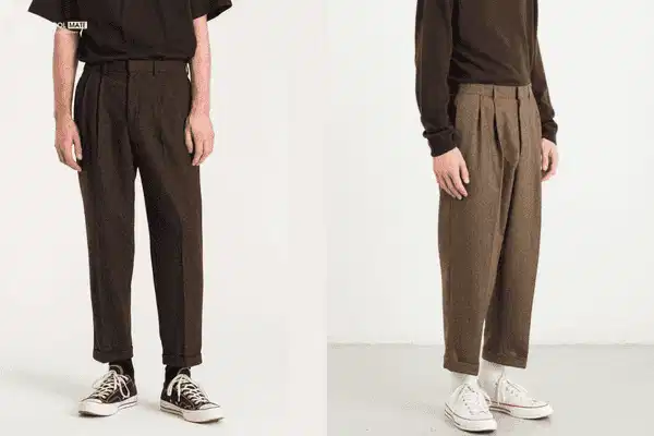 Quần trouser nam ống rộng xếp ly Quần trouser nam ống rộng xếp ly