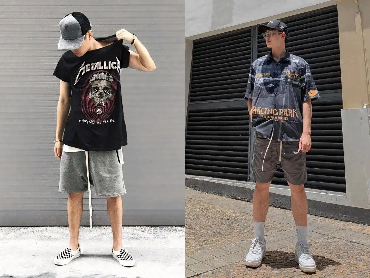 Quy tắc vàng khi phối đồ với áo họa tiết Phối áo sơ mi họa tiết cùng quần short xám