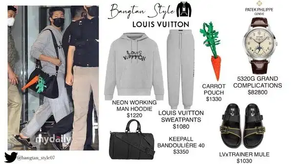RM BTS diện đồ Louis Vuitton RM BTS xuất hiện trong trang phục Louis Vuitton tại sân bay
