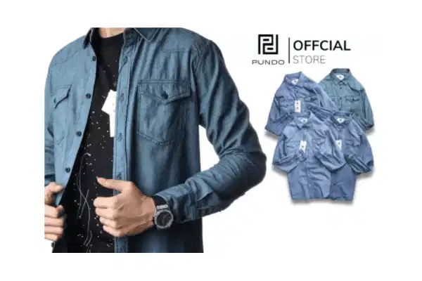 Sơ mi jean Pundo Áo sơ mi jean nam tối giản tại cửa hàng Pundo