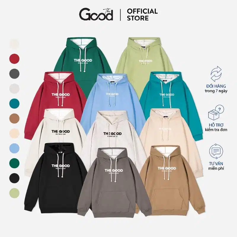 Áo hoodie The Good trên Shopee Áo hoodie nỉ bông đa dạng màu sắc The Good