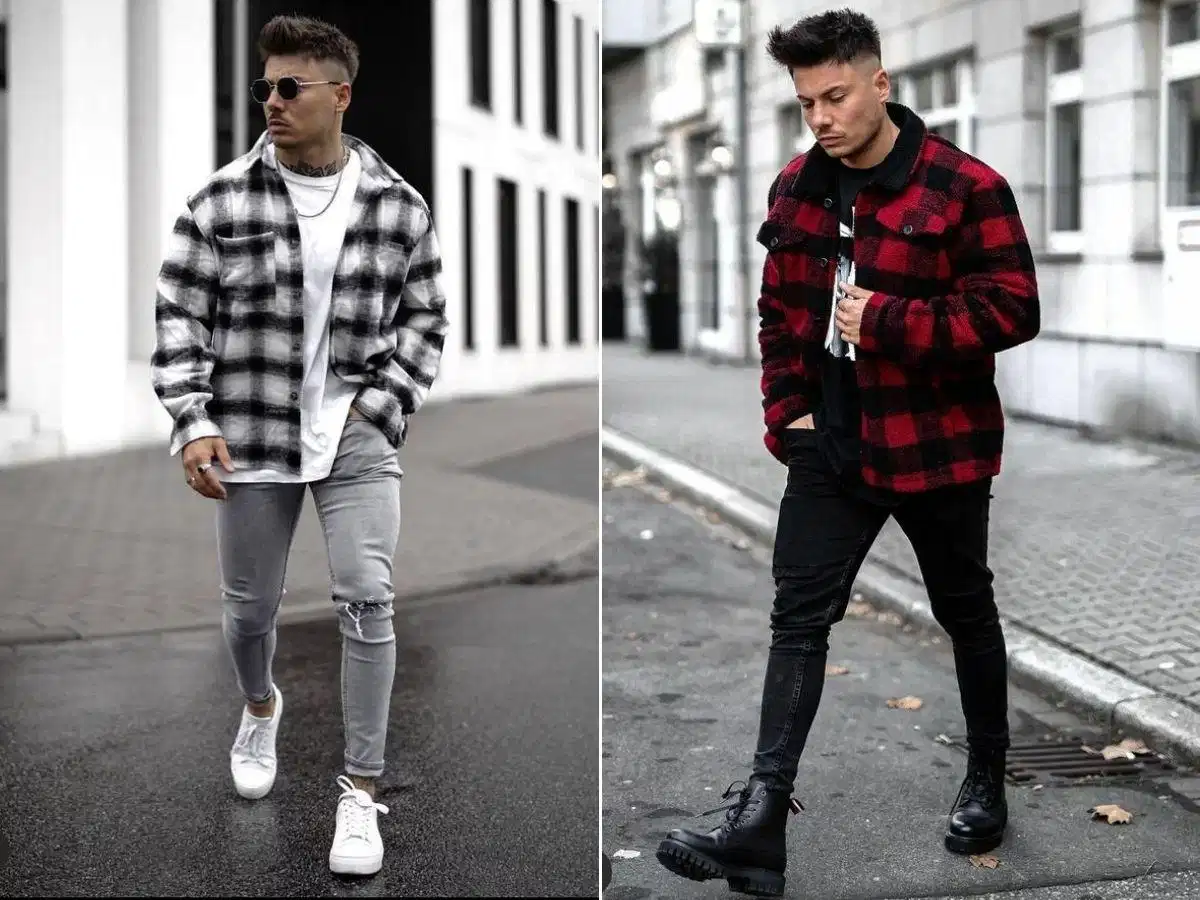 Sơ mi flannel nam họa tiết sọc vuông
