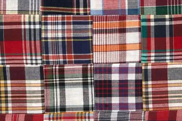 Chi tiết bề mặt sợi vải Madras dệt sợi nhuộm thủ công