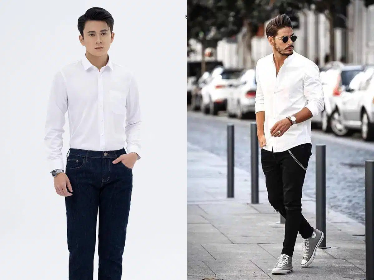 Sơ mi trắng và quần jeans tối màu, tạo ấn tượng lịch sự khi hẹn hò Sơ mi trắng và quần jeans tối màu, tạo ấn tượng lịch sự khi hẹn hò