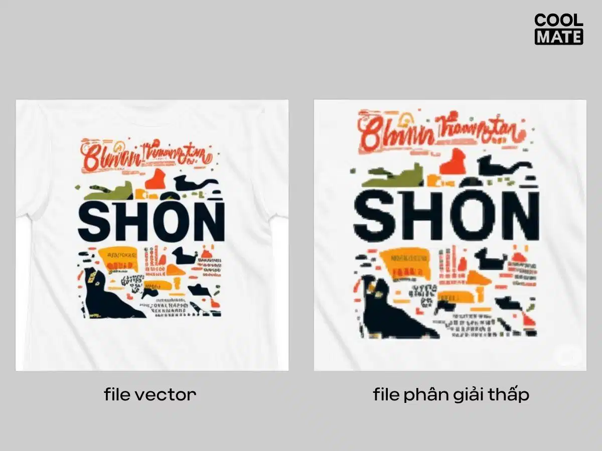 So sánh logo vector sắc nét với hình ảnh độ phân giải thấp bị vỡ nét