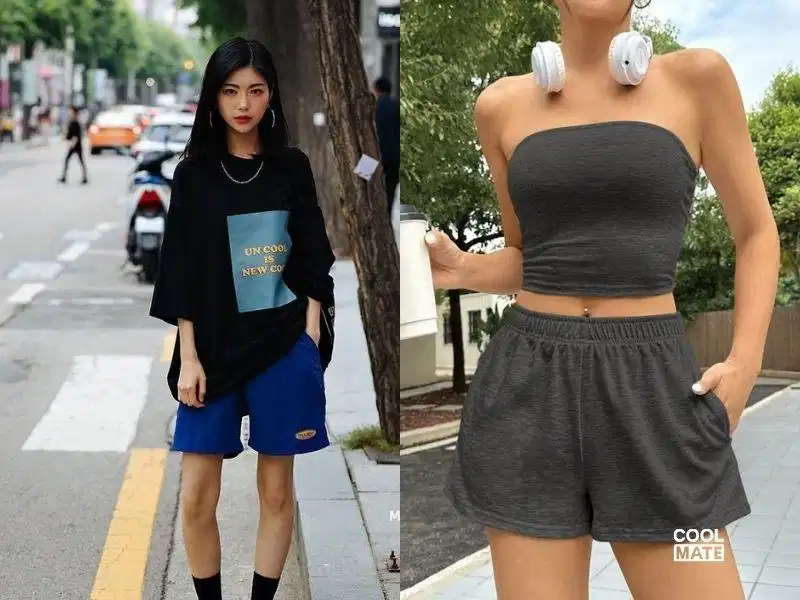 Quần thể thao ngắn kết hợp trang phục thường nhật