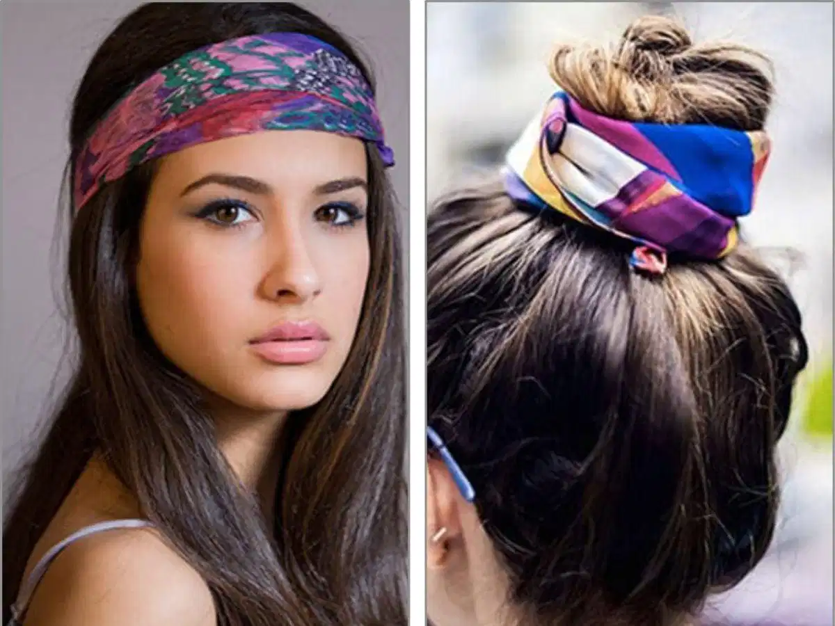 Nữ giới thắt khăn bandana tạo kiểu băng đô trên tóc