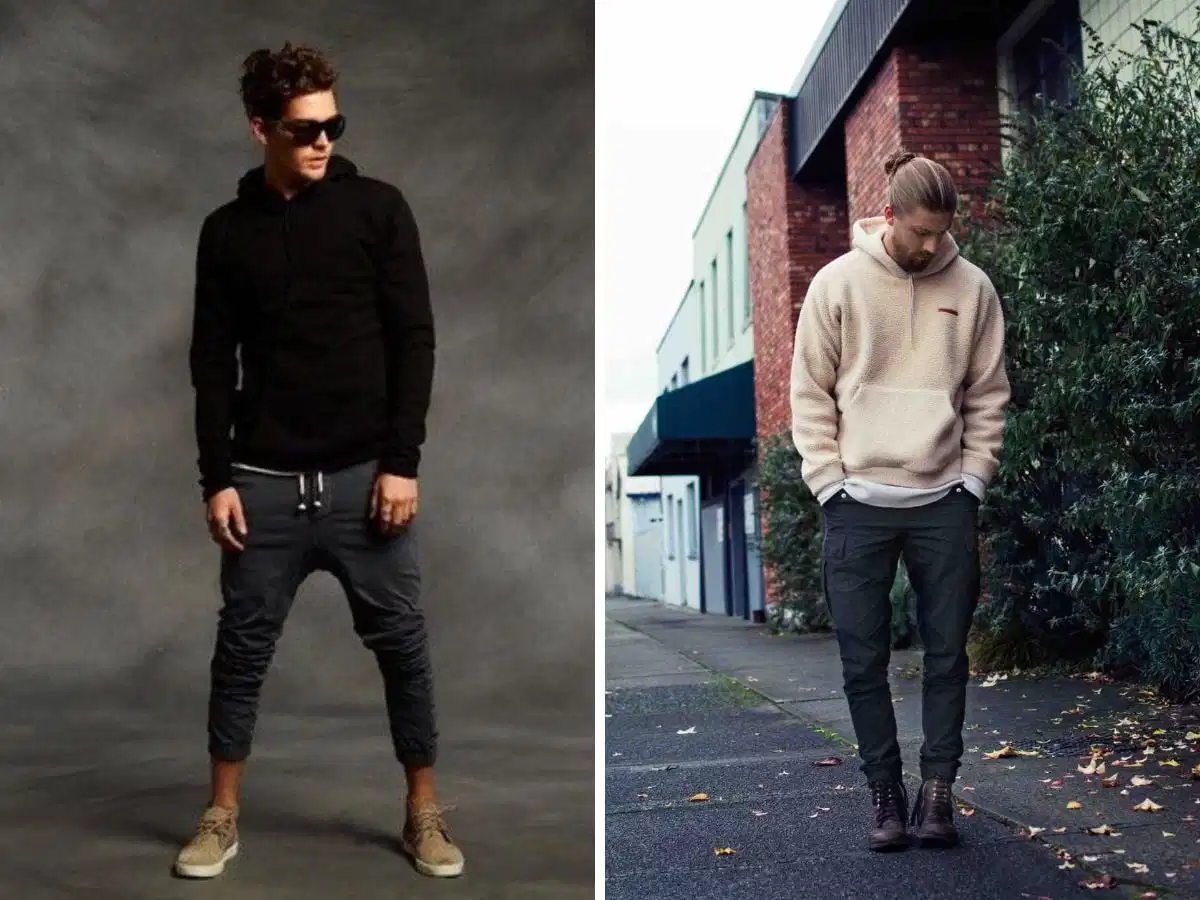 Phối Chukka boots với quần cargo và áo hoodie Phối Chukka boots với quần cargo và áo hoodie