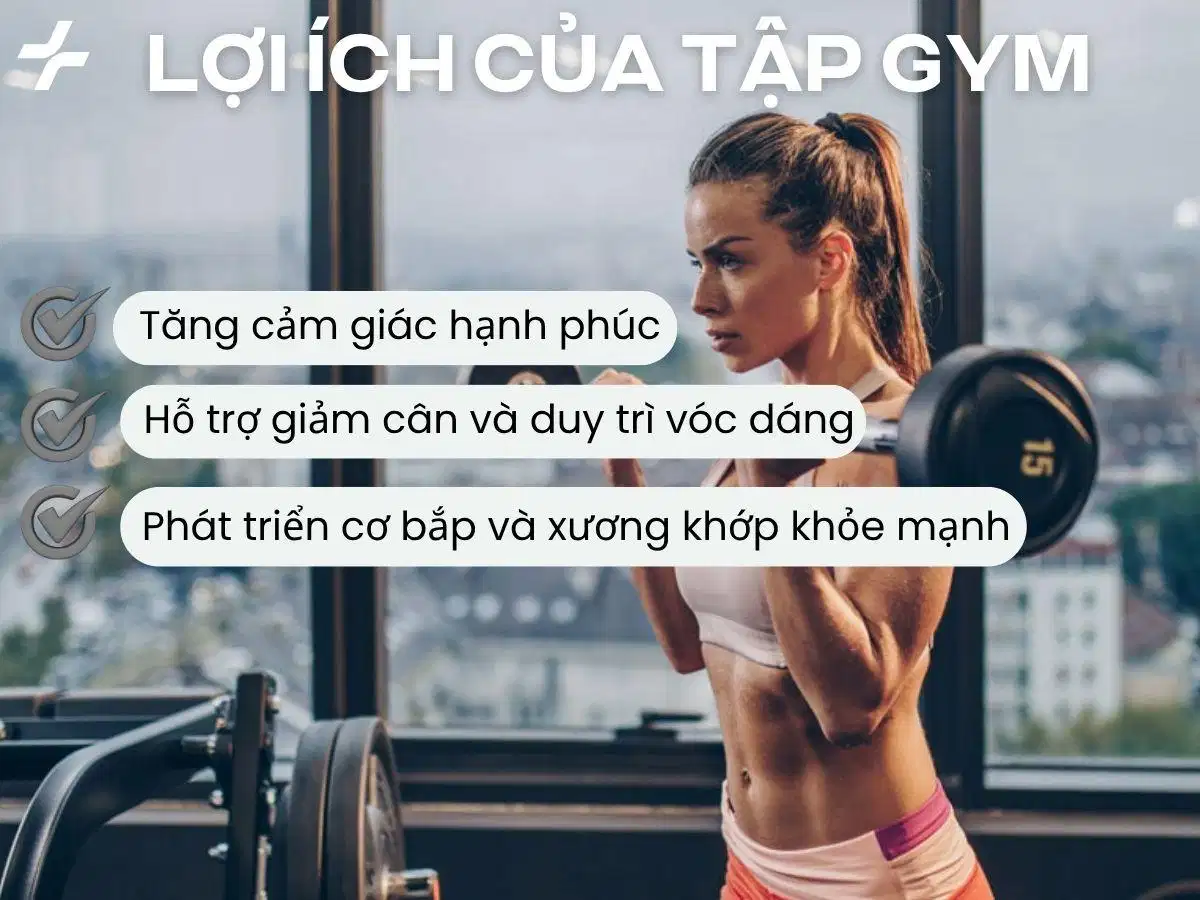 Tập gym giúp cải thiện tâm trạng, giảm cân, phát triển cơ bắp và tăng cường sức khỏe xương khớp Tập gym giúp cải thiện tâm trạng, giảm cân, phát triển cơ bắp và tăng cường sức khỏe xương khớp