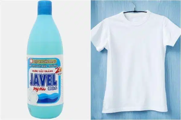 Tẩy mực bút bi trên áo trắng bằng nước tẩy vải Javel Tẩy mực bút bi trên áo trắng bằng nước tẩy vải Javel