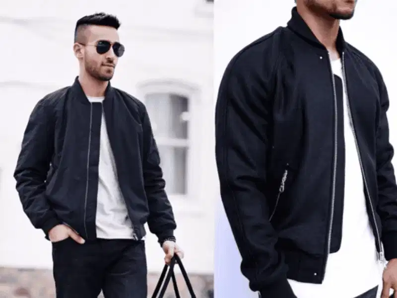 Leather jacket đen cá tính cho nam giới Áo leather jacket phối cùng quần jeans và sneakers