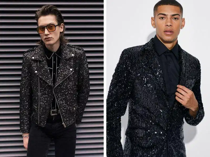 Bề mặt vải đính kim sa Sequins lấp lánh bắt sáng