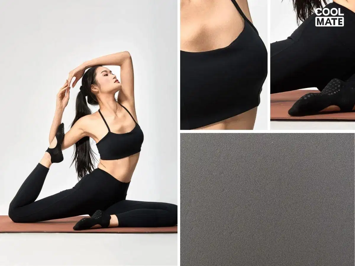 Thực hiện tư thế yoga khó trong trang phục Spandex Thực hiện tư thế yoga khó yêu cầu độ co giãn cao từ sợi Spandex