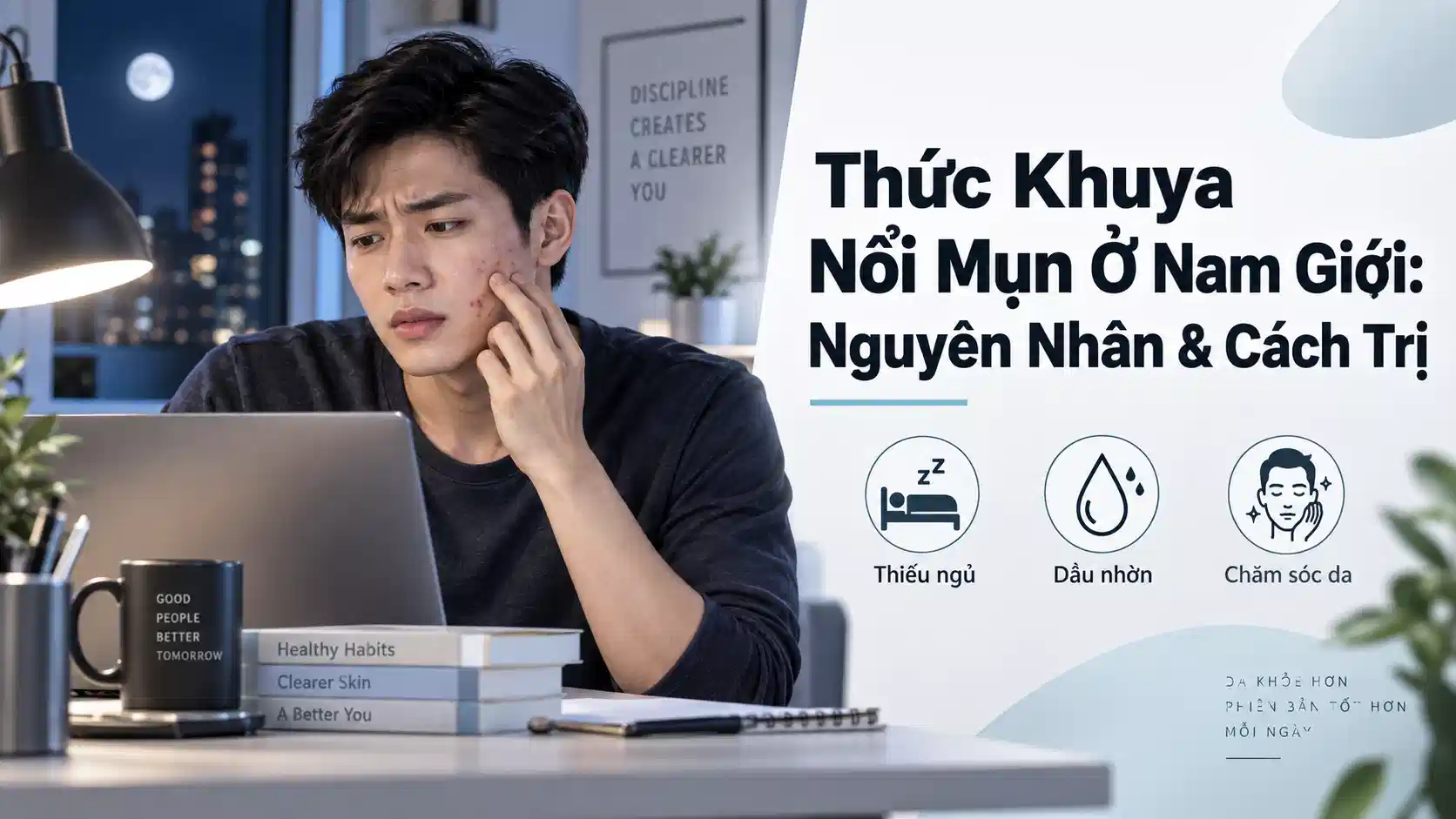 Thức Khuya Nổi Mụn Ở Nam Giới: Nguyên Nhân & Cách Trị